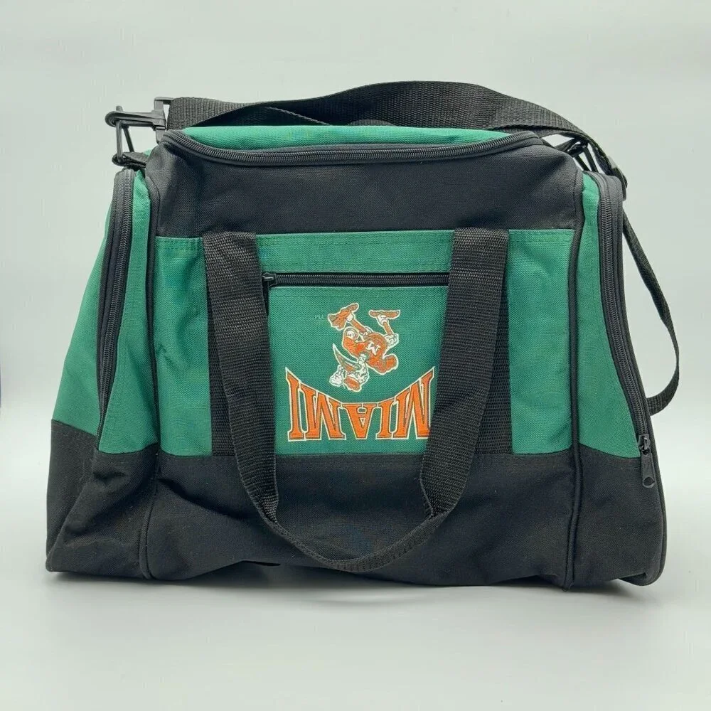 Vintage Miami Hurricanes Duffel Bag Collegiate Gym/Travel Bag Retro Embroidered